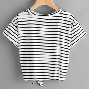 Striped Side Knotted Tee